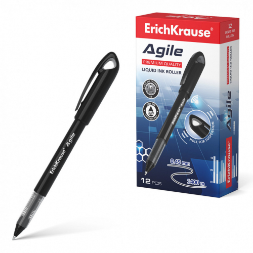Ручка-роллер Agile, черный (12 шт)