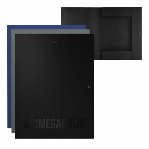Папка на кнопке MEGAPOLIS, с 3 клап,8мм,A4, ассорти