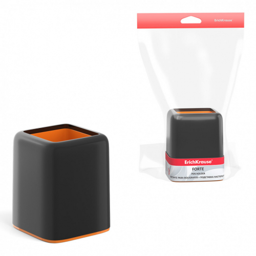 Подставка настольная пластиковая ErichKrause® Forte, Accent, черная с оранжевой вставкой
