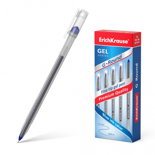 Ручка гелевая ErichKrause® G-Round Stick , цвет чернил синий (в коробке по 12 шт.)