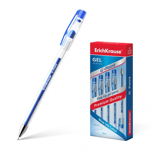 Ручка гелевая ErichKrause® G-Point Stick Classic, цвет чернил синий (в коробке по 12 шт.)