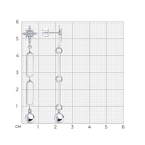 94025856 - Серьги из серебра с фианитами
