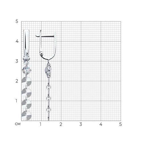 94-121-01425-1 - Серьги из серебра с фианитами