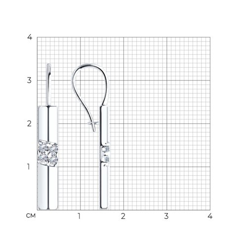 94-120-00889-1 - Серьги из серебра с фианитами
