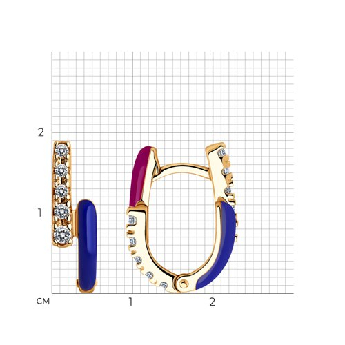 93-120-01816-1 - Серьги из золочёного серебра с фианитами и эмалью