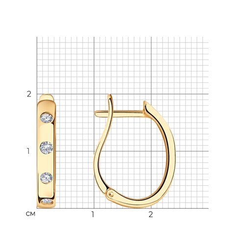 93020813 - Серьги из золочёного серебра с фианитами