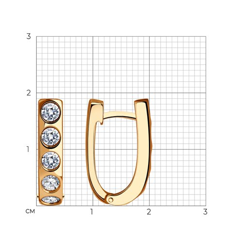 93-120-01581-1 - Серьги из золочёного серебра с фианитами
