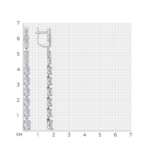 94022461 - Серьги длинные из серебра с фианитами