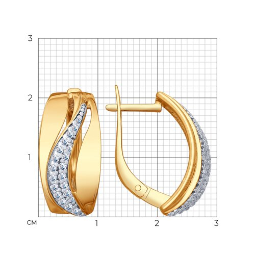 93020806 - Серьги из золочёного серебра с фианитами