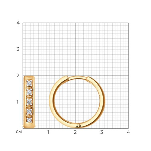 93-120-01605-1 - Серьги из золочёного серебра с фианитами