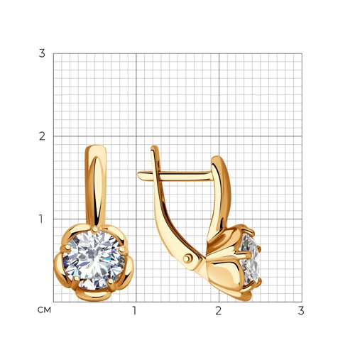 93020941 - Серьги из золочёного серебра с фианитами