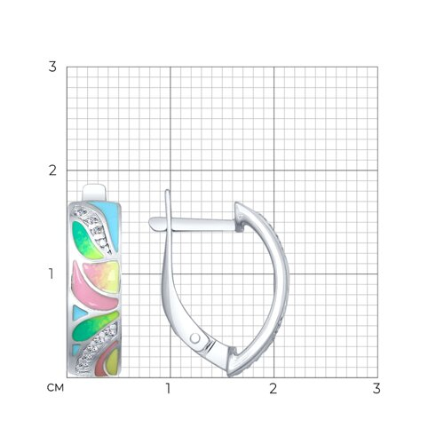 94022626 - Серьги из серебра с эмалью с фианитами