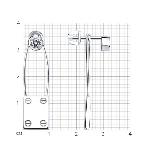 94025333 - Серьги из серебра с фианитами