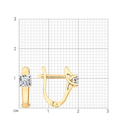 93022377 - Серьги из золочёного серебра с фианитами