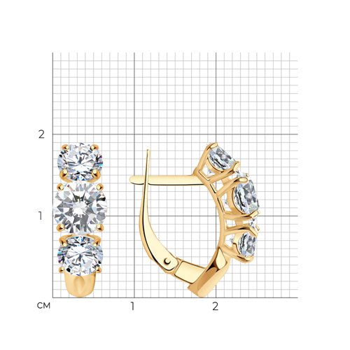 93020888 - Серьги из золочёного серебра с фианитами