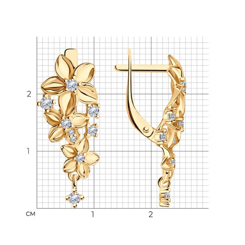 93-121-01637-1 - Серьги из золочёного серебра с фианитами