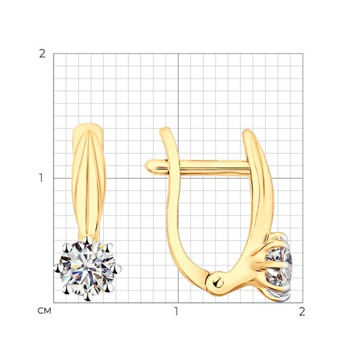 93022367 - Серьги из золочёного серебра с фианитами