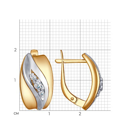 93020784 - Серьги из золочёного серебра с фианитами