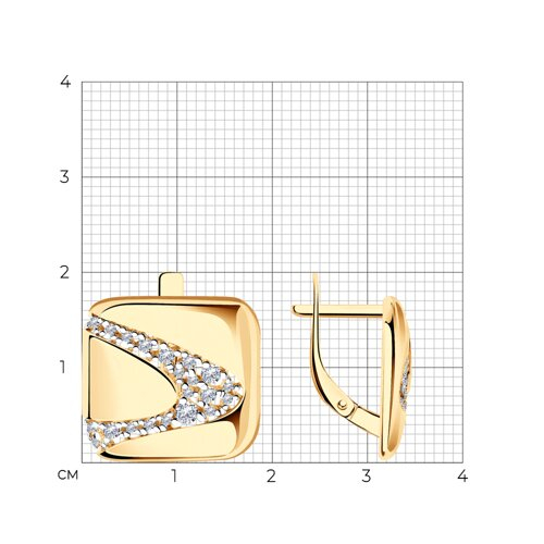93-120-01524-1 - Серьги из золочёного серебра с фианитами