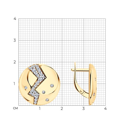 93-120-01465-1 - Серьги из золочёного серебра с фианитами