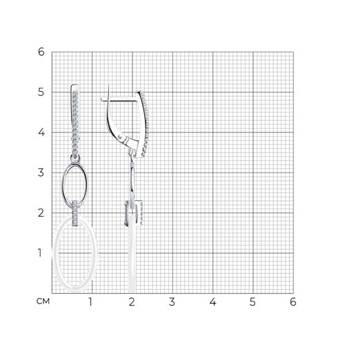 94-121-01271-2 - Серьги из серебра с керамическими вставками и фианитами