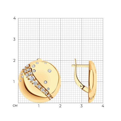 93-120-01545-1 - Серьги из золочёного серебра с фианитами