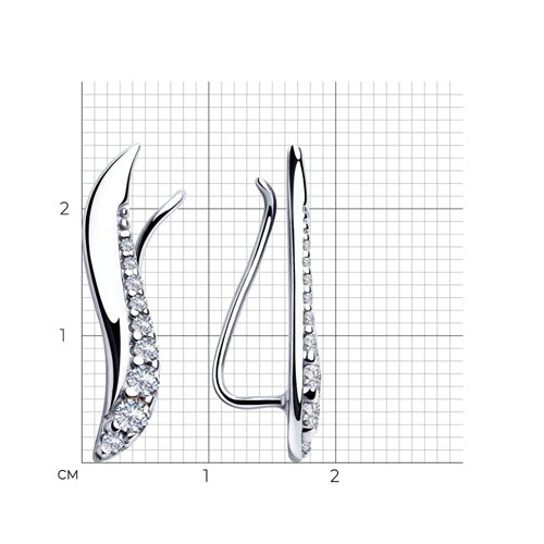 94023332 - Серьги из серебра с фианитами