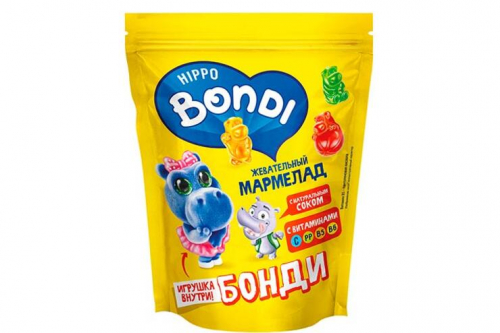 «HIPPO BONDI & FRIENDS», мармелад жевательный с игрушкой «Бонди», 100 г