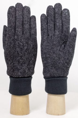 Перчатки вязанные шерстяные  С манжетом утеплённые Цвет 11 тёмно серый
