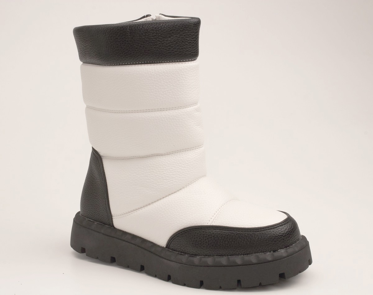 Nicole A2-17 Полусапожки женские бел-чер иск кожа, подклад иск мех