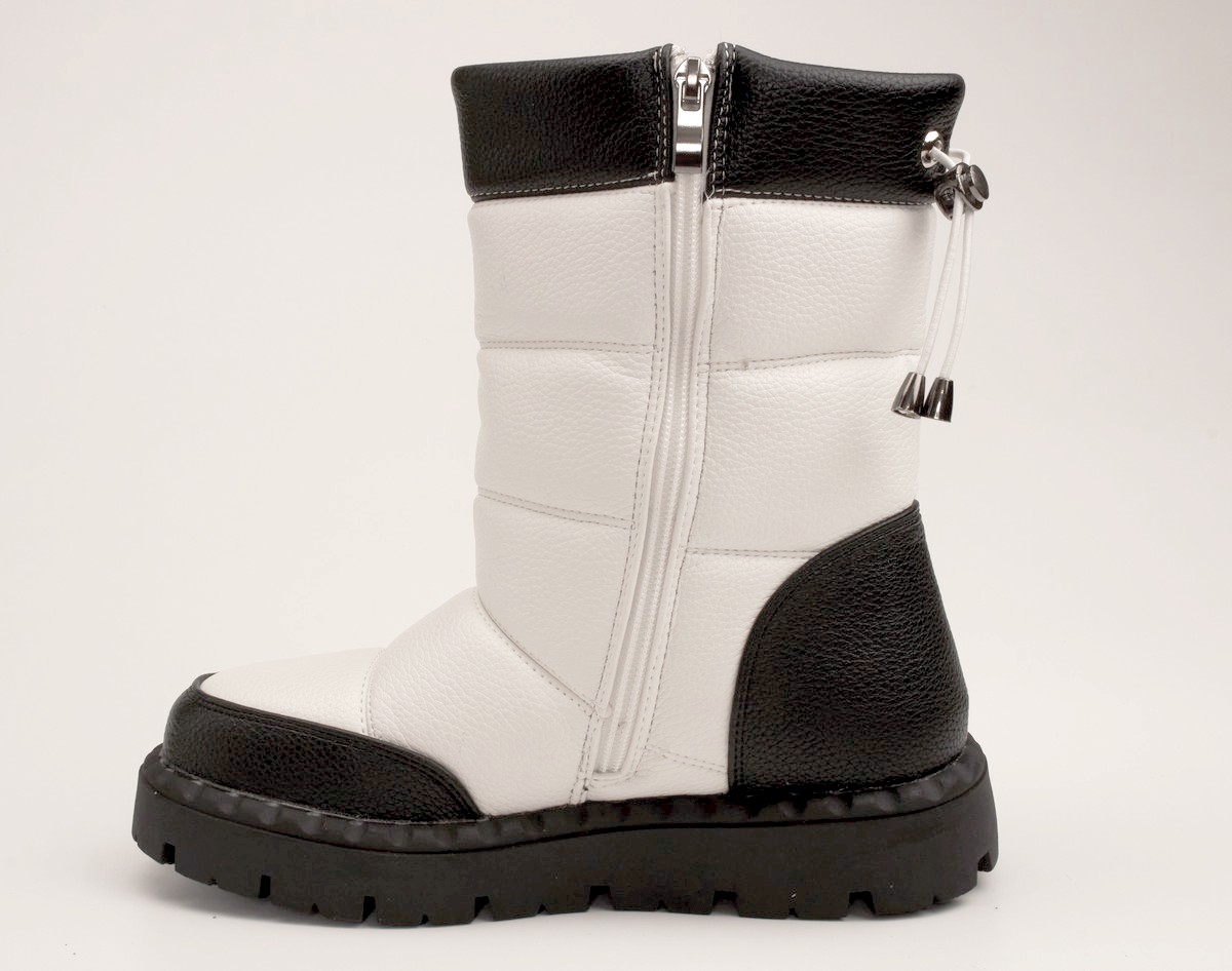 Nicole A2-17 Полусапожки женские бел-чер иск кожа, подклад иск мех