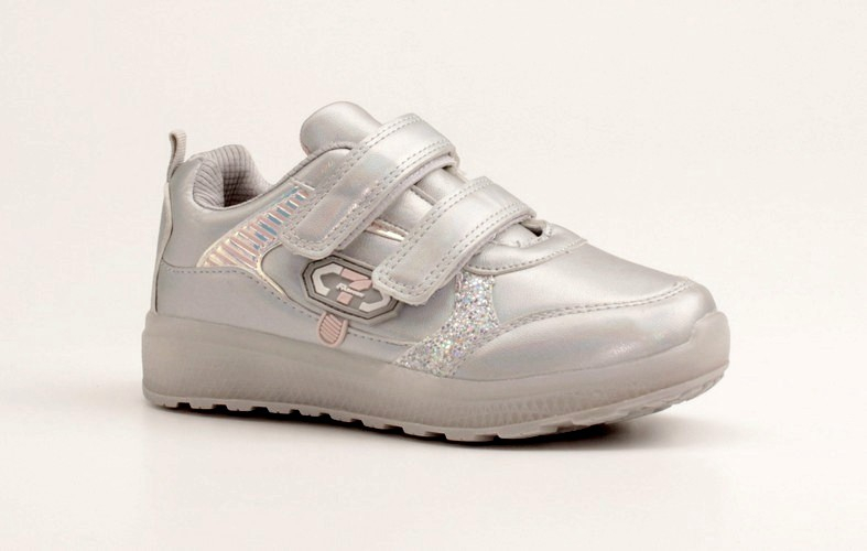 Эльфы 193-3-6 Кроссовки детские серебр иск кожа, с подсветкой