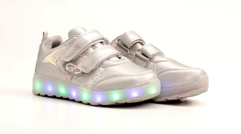 Эльфы 193-3-6 Кроссовки детские серебр иск кожа, с подсветкой