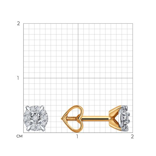 51-222-01923-1 - Серьги из комбинированного золота с бриллиантами