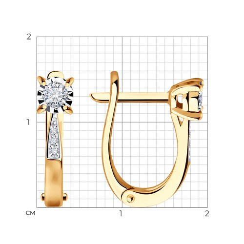 51-220-01673-1 - Серьги из комбинированного золота с бриллиантами