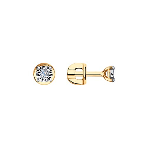 1021139 - Серьги из комбинированного золота с алмазной гранью с бриллиантами