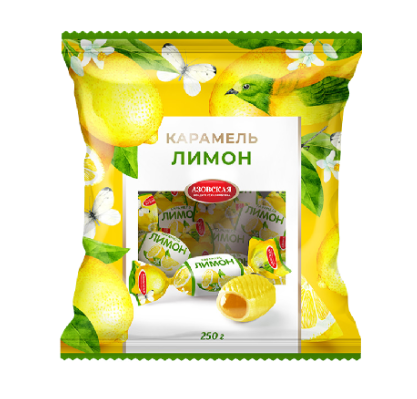 Карамель с фруктовой начинкой со вкусом лимона