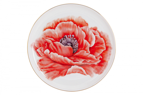 Тарелка десертная, 19 см, фарфор F, белая, с золотистым кантом, Мак, Flowers, 60492