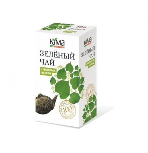 Чай зеленый листовой КИМА с липовым цветом, 50 гр