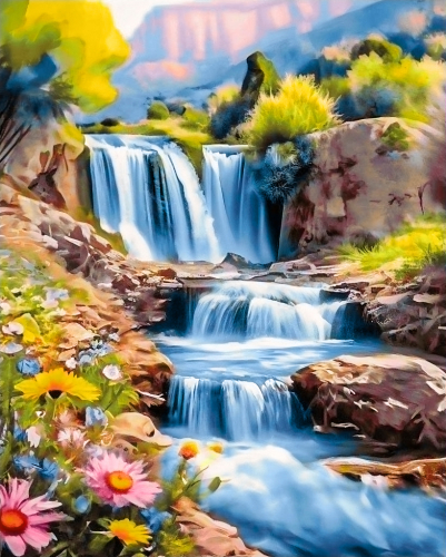 Алмазная мозаика: Весенний водопад 40х50, Ag 2964 