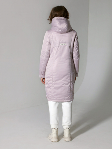 Пальто демисезонное 22318 серо-розовое