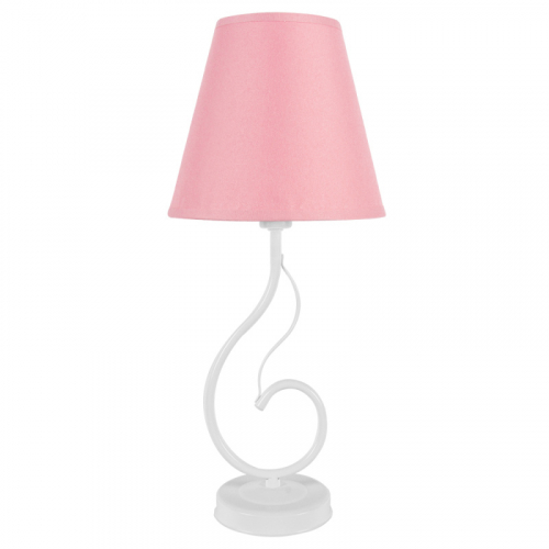 Настольный светильник белый 40129 + светло-розовый абажур (1шт)