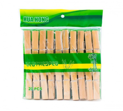 Прищепки RA-8826 деревянные бамбук (упаковка 20шт.) (250) оптом