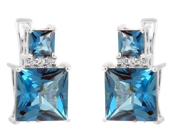 Серьги из серебра лондон топаз кварц, Измир