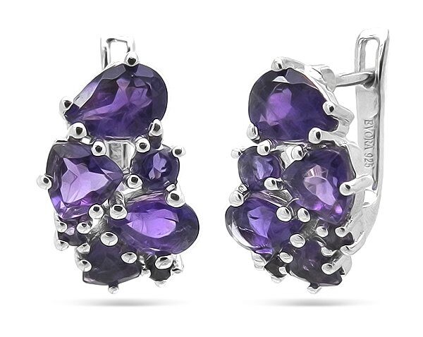 Серьги из серебра аметист, Ферана