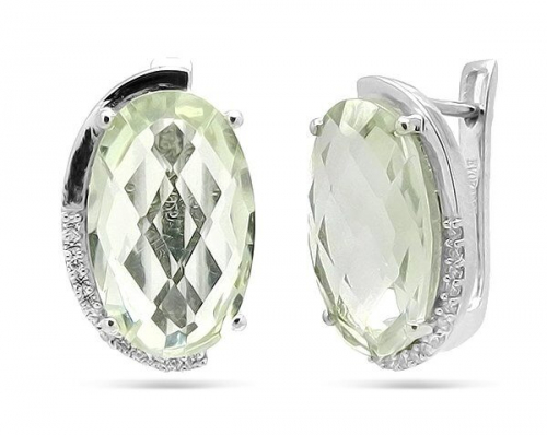 Серьги из серебра зеленый аметист, Чезара