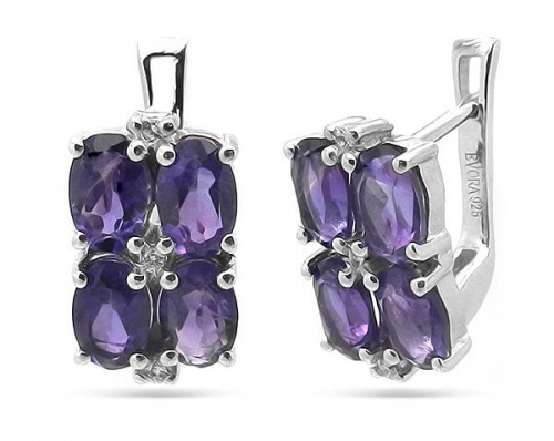 Серьги из серебра аметист, Келли