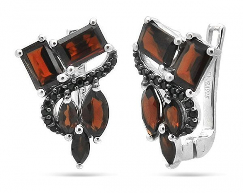 Серьги из серебра гранат, шпинель, Бернарда