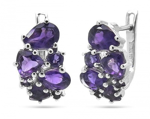 Серьги из серебра аметист, Ферана