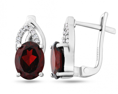 Серьги из серебра гранат, Анетта